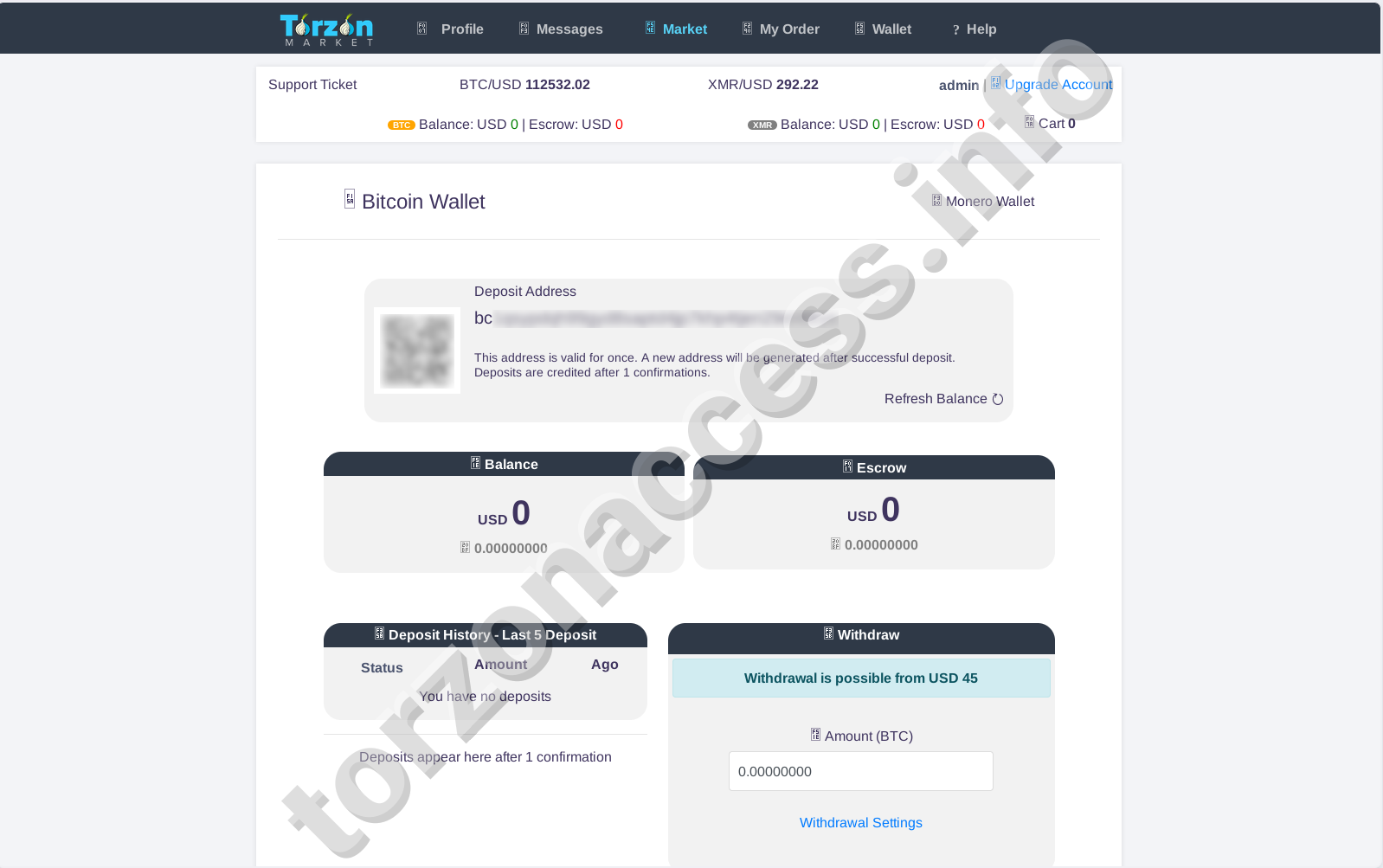 Torzon Market Bitcoin Wallet Management