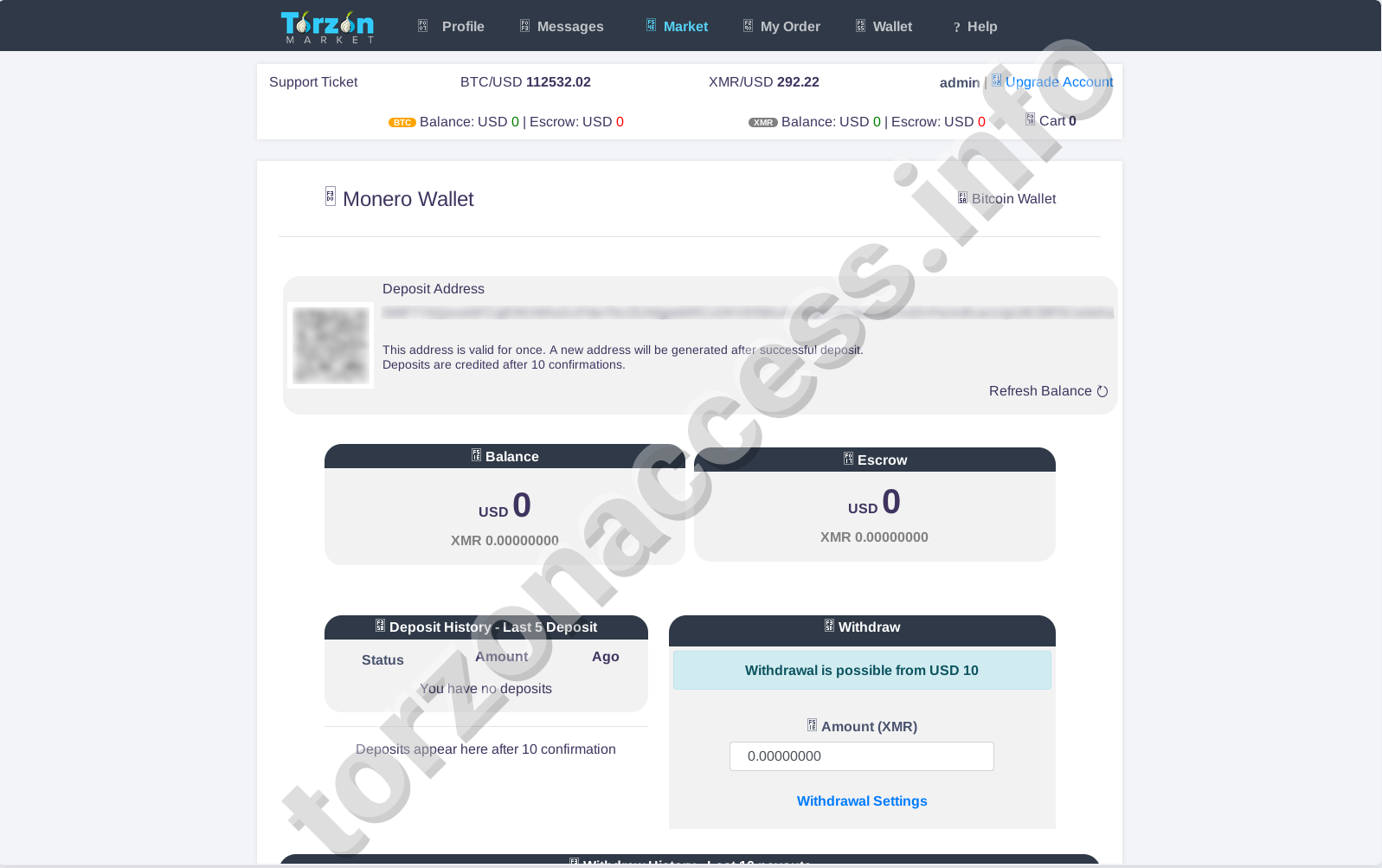 Torzon Market Monero Wallet Management